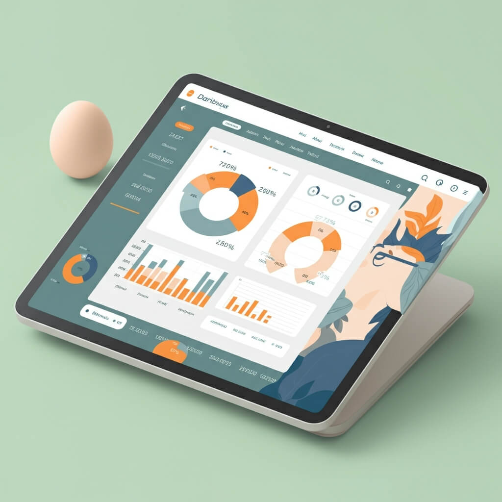 Modern UI dashboard showcasing data analytics, interactive charts, and real-time metrics with a clean, minimalist design, soft color palette, intuitive navigation, and user-friendly interface, emphasizing data visualization and seamless user experience.